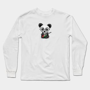 Baby Panda Playing Palestinian Flag Guitar Long Sleeve T-Shirt